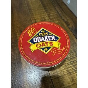 Vintage 1983 Pure Quaker Oats Limited Edition Round Tin w Cookie Recipe EUC LOOK